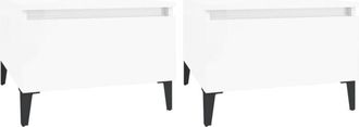 vidaXL Vidaxl - Side Tables 2 pcs High Gloss White 50x46x35 cm Engineered Wood