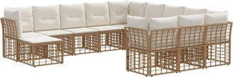 vidaXL Conjunto De Sof&aacute;s De Exterior 12 Uds. Natural Y Crema Poli&eacute;ster Vidaxl
