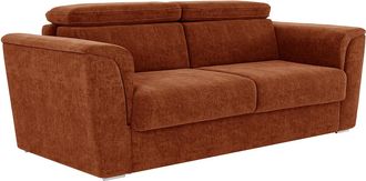 Vente-Unique Divano Letto 3 Posti Express In Tessuto Testurizzato Terracotta Letto 140 Cm Materasso 18 Cm - Rizora