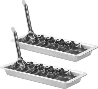 OEM Paquete De 2 Bandejas Para Cubitos De Hielo De Acero Inoxidable De Alta Resistencia Plateado