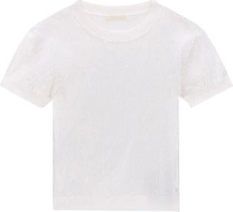 Guess Crewneck Juniper Sequin Sweater - Dames - Ronde hals truien - Wit - XS - Nylon - Truien & Vesten