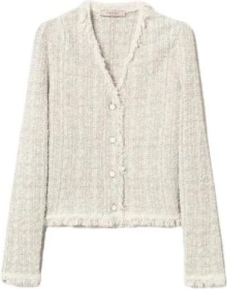 Twinset Jacquard Lurex Jacket - Dames - Blazers - Beige - XS - Katoen - Jassen