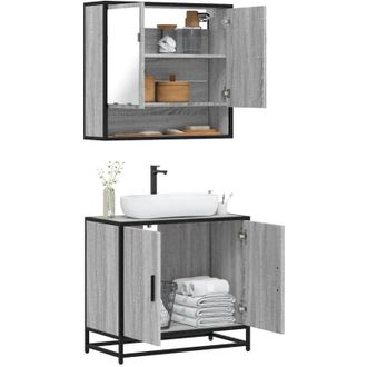 vidaXL Set De Muebles De Ba&ntilde;o 2 Pzas Madera Contrachapada Gris Sonoma Vidaxl