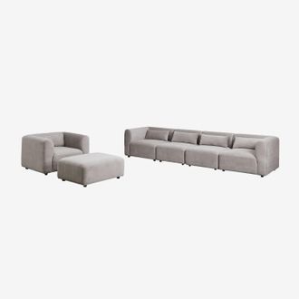 Sklum Conjunto De Sal&oacute;n Con Sof&aacute; Modular De 4 Piezas, Sill&oacute;n Y Puff Fogler Sklum