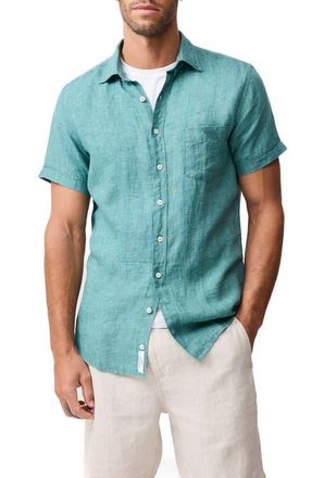 Rodd & Gunn Palm Beach Sports Fit Short Sleeve Linen Button-Up Shirt in Savannah at Nordstrom, Size Xxx-Large