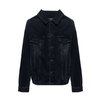 Balenciaga Denim Jackets, male, Blue, Size: S Off-Shoulder Denim Jacket
