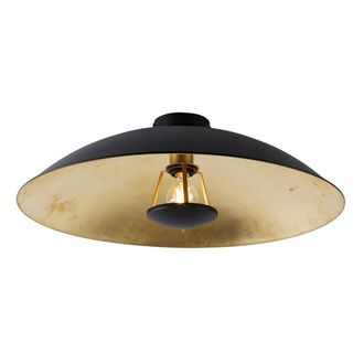 QAZQA Qazqa - Moderno Plaf&oacute;n Inteligente Negro Con Dorado 60 Cm Con Wifi A60 - Emilienne Acero Redonda Adecuado Para Led Max. 1 X 4.9 Watt