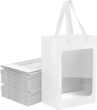 OEM Bolsas De Regalo De Papel - Bolsas Kraft Con Ventana - Embalaje Festivo Para Regalos - Con Ventana Transparente - 25 X 17,8 X 13 Cm