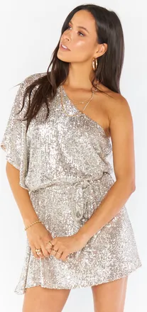 Show me your Mumu Trish Dress In Platinum Sequins