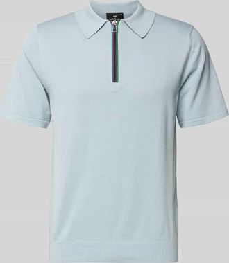 Paul Smith Regular Fit Poloshirt mit Rei&szlig;verschluss in Hellblau, Gr&ouml;&szlig;e XL