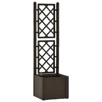 Berkfield Home Garden Raised Bed with Trellis & Self Watering System Mocha in Dark Brown