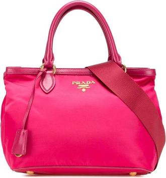 Prada Pre-owned Handbags, female, Pink, Size: ONE SIZE Pre-owned Elegant Tote Bag with Top Handle and Shoulder Strap