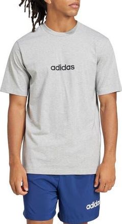 adidas Essentials Linear Jersey Graphic T-Shirt in Medium Grey Heather/Black at Nordstrom Rack, Size X-Large
