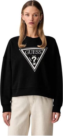 Guess Triangle Glitter Sweatshirt - Dames - Sweatshirts - Zwart - M - Katoen - Hoodies & sweatvesten