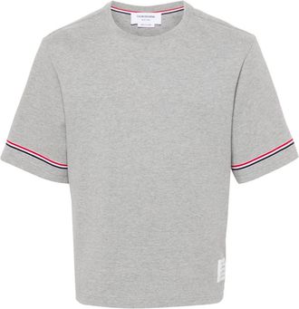 Thom Browne T-shirt con banda RWB - Grigio