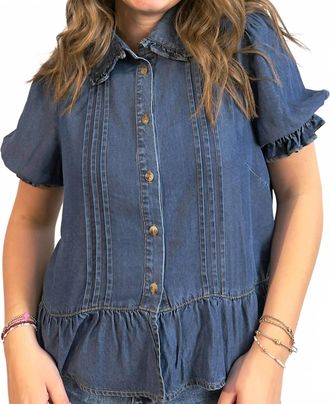 Entro Peter Pan Top In Denim