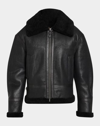 Givenchy Men & apos;s Shearling and Leather Aviator Jacket