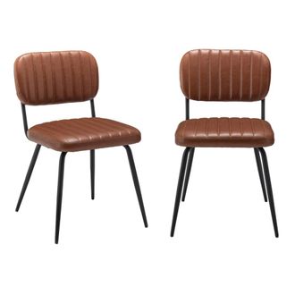 Calicosy Lote de 2 sillas de comedor marrones l56 cm - marr&oacute;n