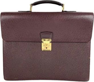 Louis Vuitton Pre-owned Handbags, male, Purple, Size: ONE SIZE Pre-owned Taiga Briefcase