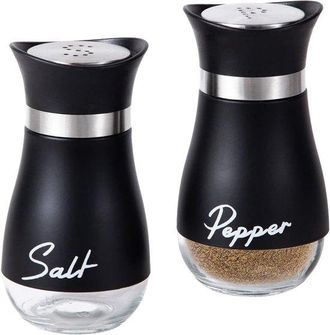 OEM Juego De Salero Y Pimentero Negro De 2 Piezas - Recargable Con Tapa De Acero Inoxidable Para Cocina, Restaurante, Picnic