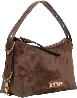 Love Moschino Womens Suede-Effect Polyester Shoulder Bag Brown