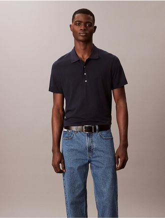 Calvin Klein Mens Fine Knit Lyocell Blend Polo Shirt - Navy - XL