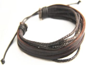 Generic Multi-Layer Handmade Braided Leather Bracelet for Men Women Vintage Adjustable Cuff Wrap Bracelet Wristbandsbrown Nice and Attractive Multicoloured