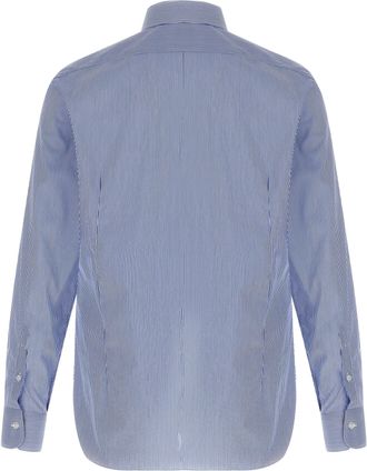 Barba Striped Cotton Poplin Shirt - Blue