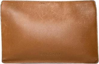 Bulgari Pre-owned Vintage Leren Clutch - Dames - Vintage Clutch - Bruin - ONE Size - Leer - Vintage