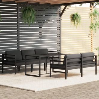 vidaXL Set Muebles De Jard&iacute;n 6 Pzas Y Cojines Aluminio Gris Antracita Vidaxl