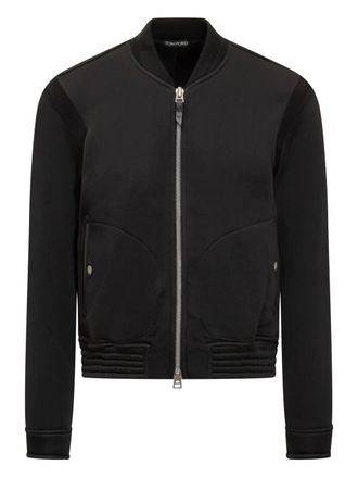 Tom Ford ribbed-panel zip-front bomber jacket - Black