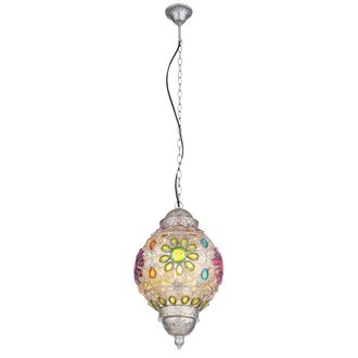 Globo Lighting L&aacute;mpara Colgante - Gelasius - Plateado - Metal - &Oslash; 27cm