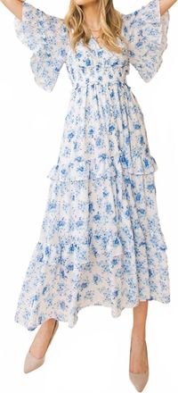 Flying Tomato Ruffle Tiered Maxi Dress In Blue