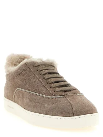 Fabiana Filippi Shearling-Lined Suede Sneaker - Taupe