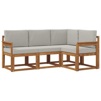 vidaXL Conjunto De Sof&aacute;s De Exterior 4 Pcs Gris Natural Y Claro Vidaxl
