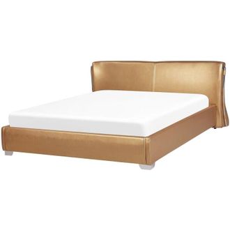 Beliani Waterbed Leather PARIS 180 x 200 cm (EU Super King) Gold