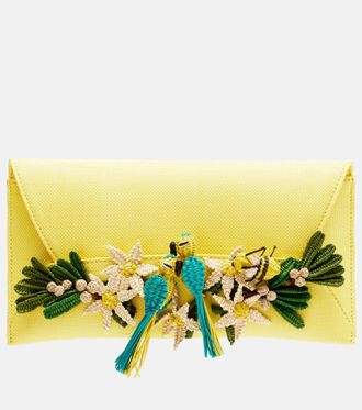 Aquazzura Birdsong Small raffia clutch
