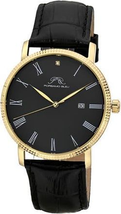 Porsamo Bleu Veritas 1 Croc Embossed Leather Strap Watch, 40mm in Gold at Nordstrom Rack