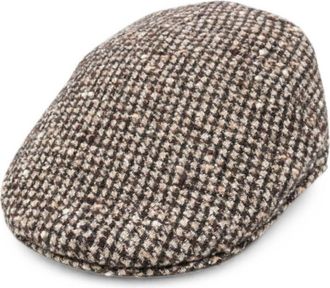 Borsalino Brown Parigi Houndstooth Flat Hat