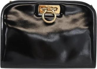 Ferragamo Pre-owned Leren Schoudertas - Dames - Vintage Clutch - Zwart - ONE Size - Leer - Vintage