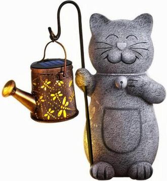 OEM Regalos Para Mujeres, Mam&aacute;, Decoraci&oacute;n De Jard&iacute;n Con Forma De Gato, Estatuas De Jard&iacute;n Con Linterna Solar, Regalo De Cumplea&ntilde;os Para Mujeres, Decoraci