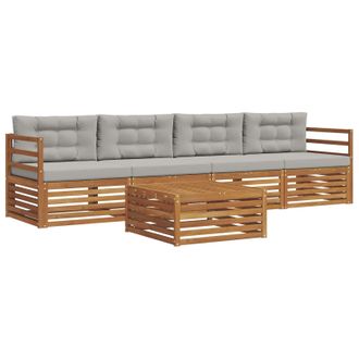 vidaXL Conjunto De Sof&aacute;s De Exterior 5 Pcs Gris Natural Y Claro Vidaxl