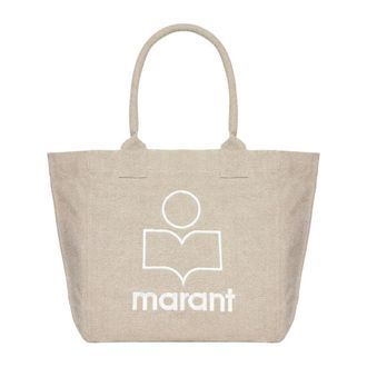 Isabel Marant Beige Canvas Tote Bag with Logo - female - Isabel Marant - Shopping Bags - Beige - ONE SIZE - Bags