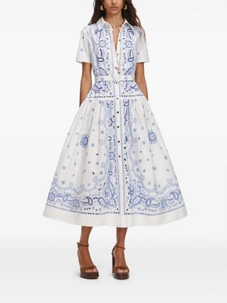 Self Portrait Paisley-print Belted Shirt Dress