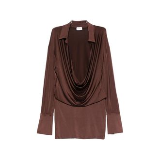 Andamane Lilia Draped-front Collared Mini Dress