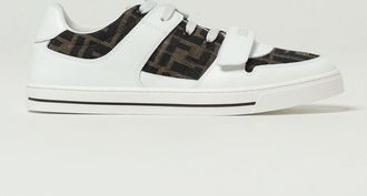 Fendi Sneakers Fendi in pelle e misto cotone jacquard