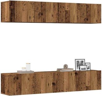 vidaXL Vidaxl - Muebles De Tv De Pared 4 Uds Madera Vieja Madera De Ingenier&iacute;a