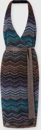 Missoni Longuette Dress With Halterneck And Belt in Green& Brown at Nordstrom, Size 40 It