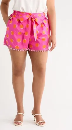 Sugarlips Maeve Belted Floral Zaferia Shorts in Fuchsia Orange Dot at Nordstrom, Size 2X