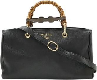 Gucci Pre-owned Bamboo Shopper Medium Leren Tote Bag - Dames - Vintage Handtas - Zwart - ONE Size - Leer - Vintage